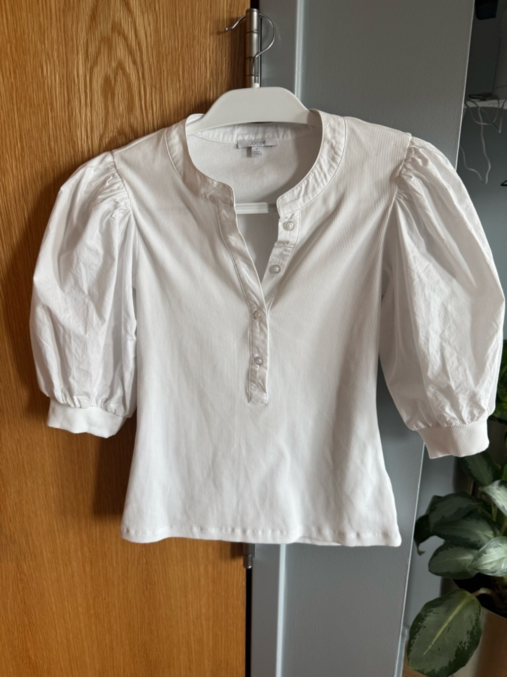 Joe's Jeans White Ribbed Henley Lena Top